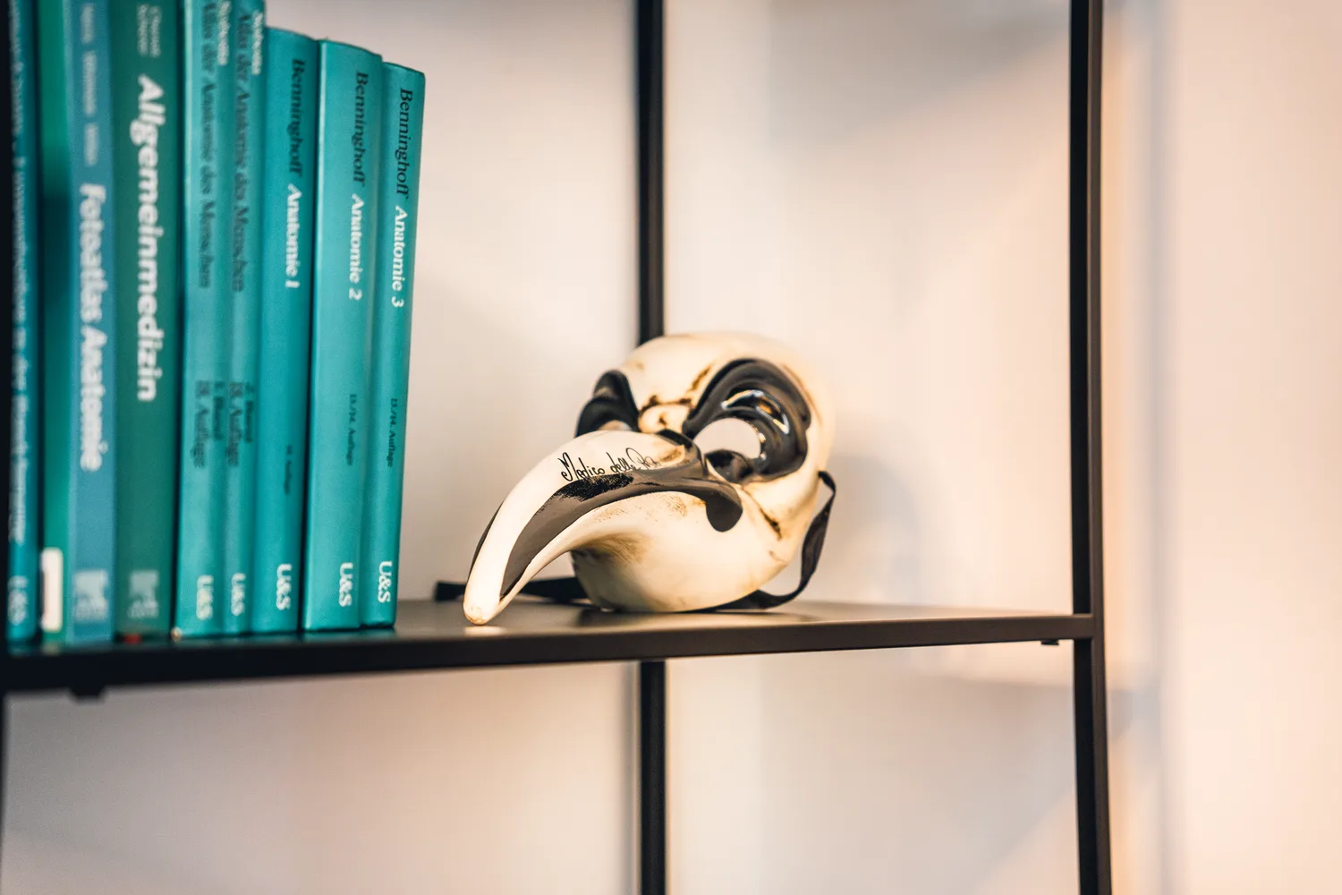 Praxis – Bücherregal mit Maske